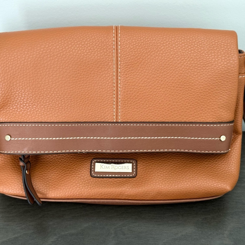Kim Rogers Fold Over Crossbody Shoulder Handbag Tan / Brown